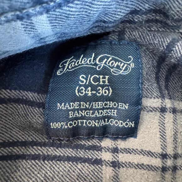 Faded Glory Plaid Flannel Button-Up Shirt Men’s Small 100% Cotton - Picture 8 of 8